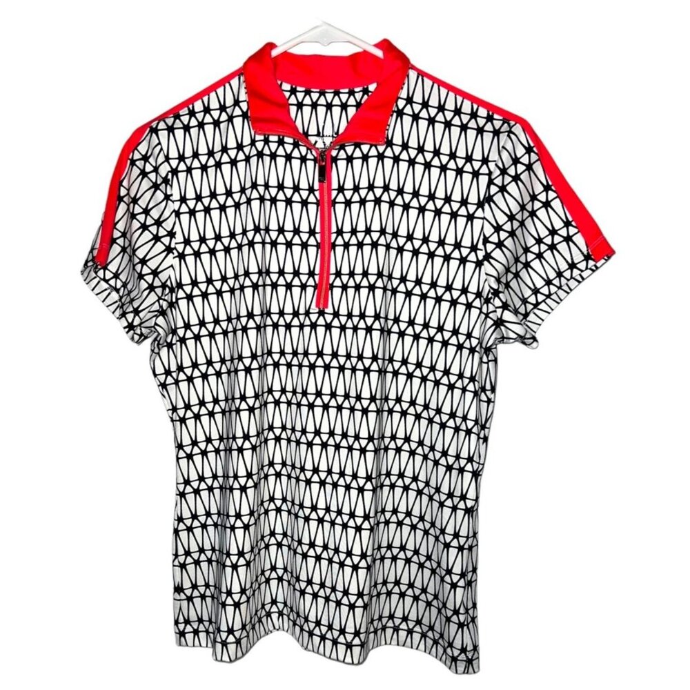 Tail White Label Womens Geometric Print Polo Shirt With Half-Zip Front - Picture 8 of 10